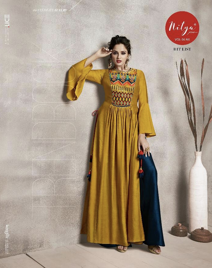 lT fabrics nitya vol 36 nX hitlist colorful kurtis collection