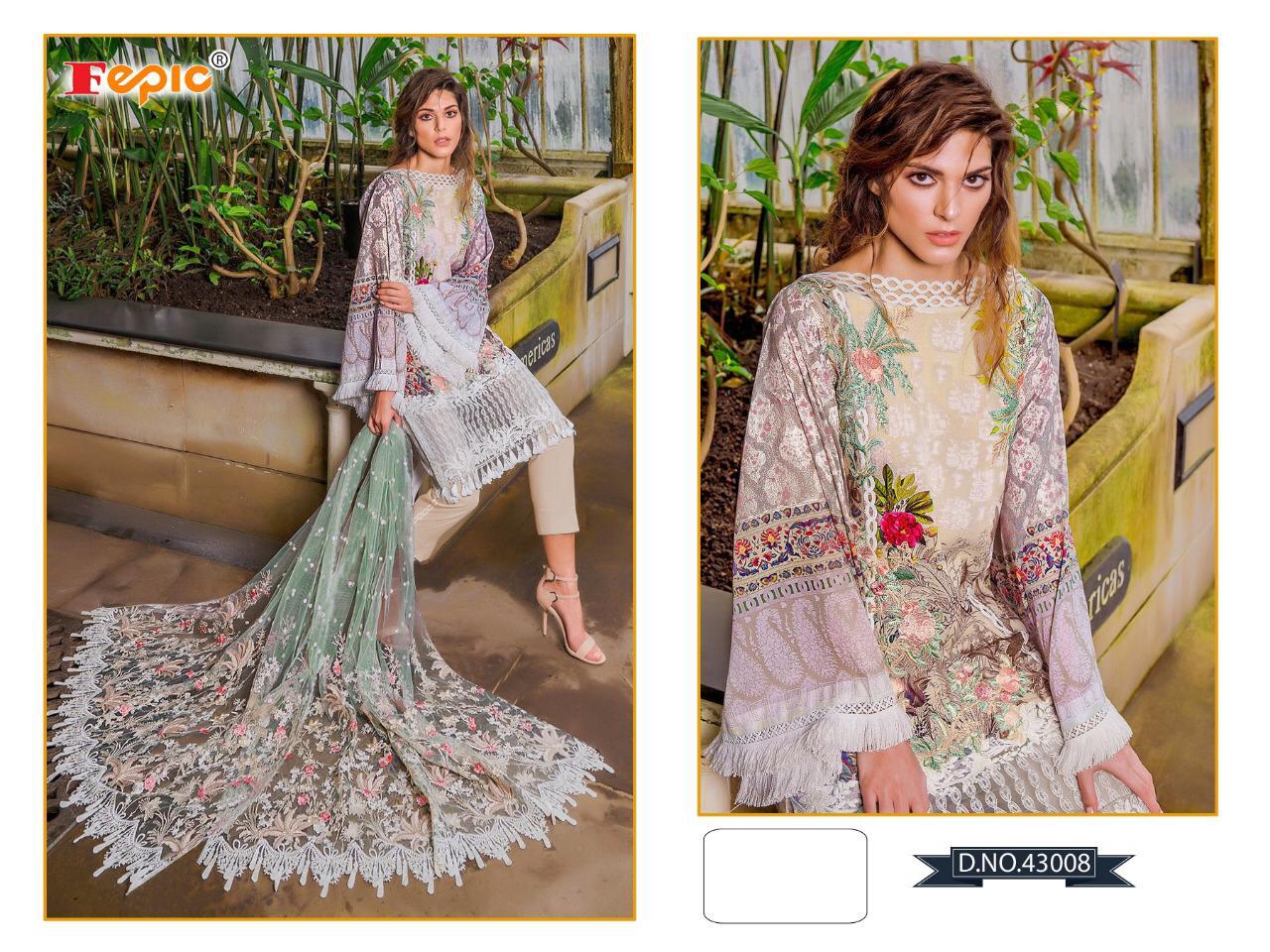 FEPIC Rosemeen cross lawn 43008 Salwar Kameez Pure Cambric Cotton,net, chiffon Singles