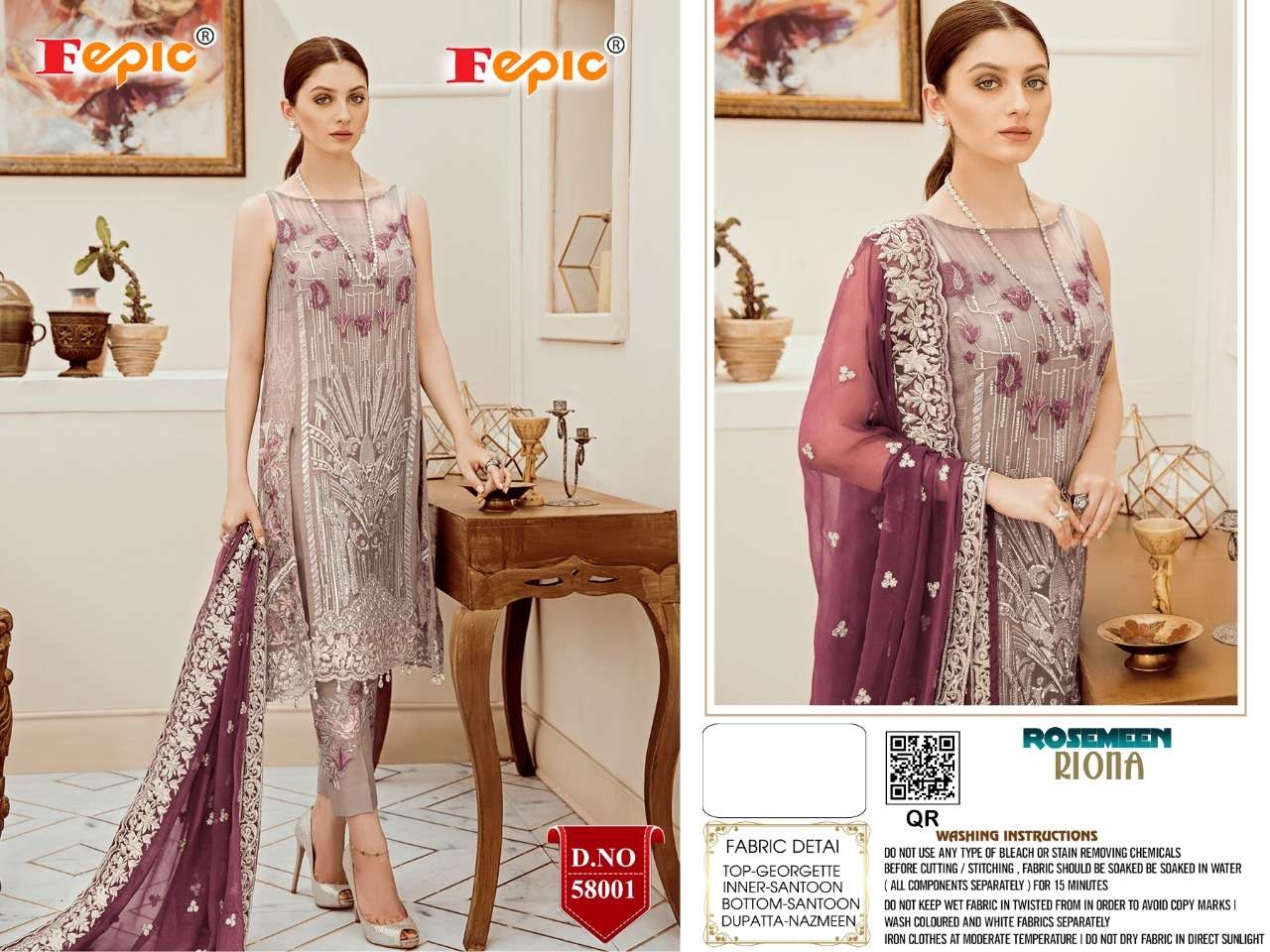 FEPIC Rosemeen riona 58001 Salwar Kameez Georgette, santoon,net Singles