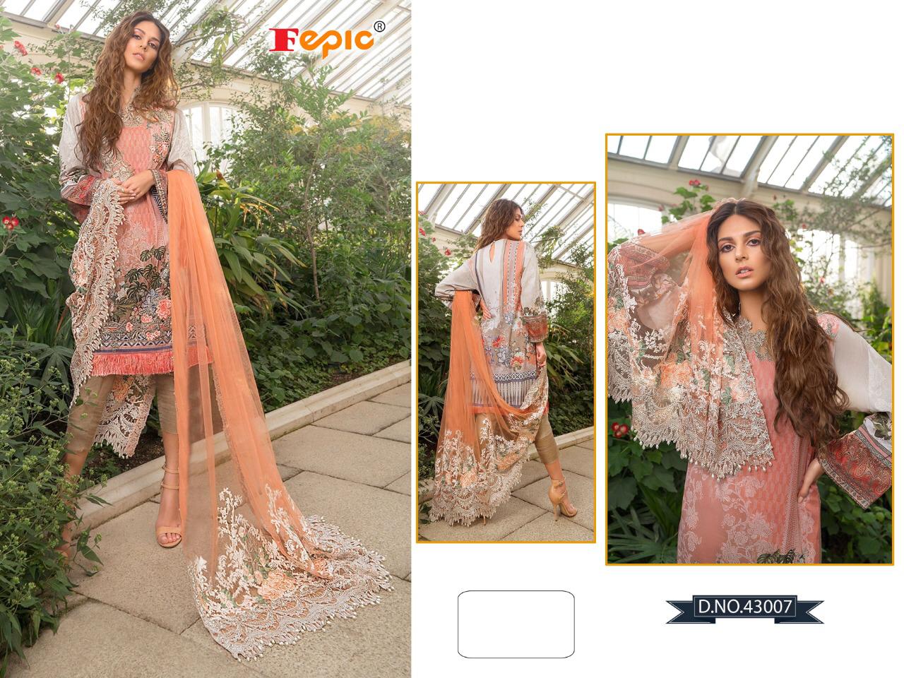 FEPIC Rosemeen cross lawn 43007 Salwar Kameez Pure Cambric Cotton,net, chiffon Singles