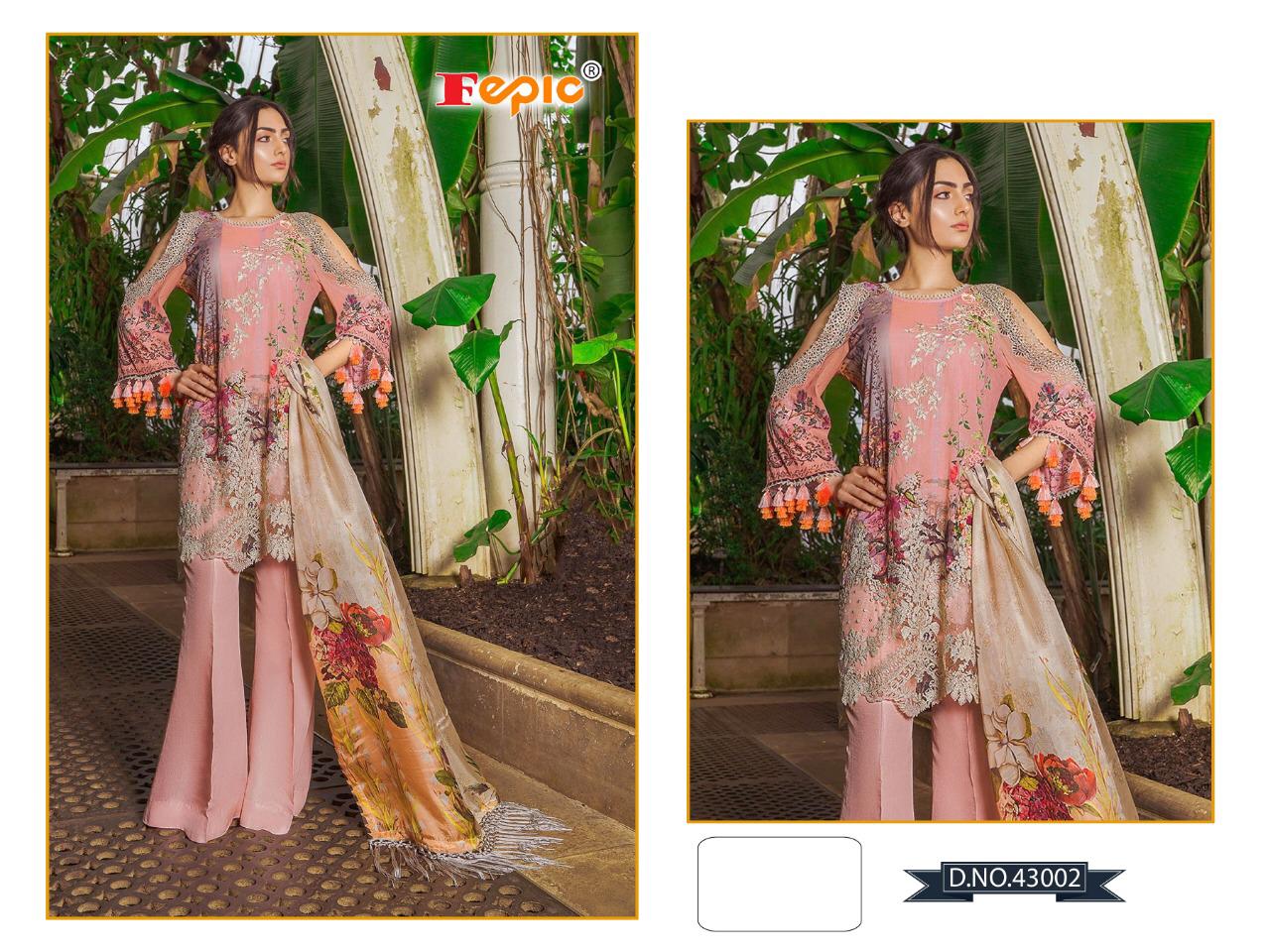 FEPIC Rosemeen cross lawn 43002 Salwar Kameez Pure Cambric Cotton,net, chiffon Singles