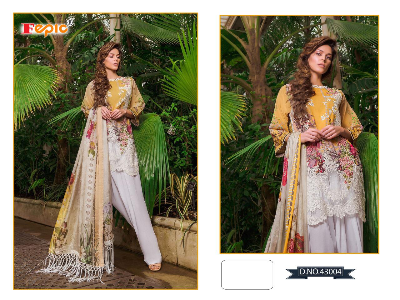 FEPIC Rosemeen cross lawn 43004 Salwar Kameez Pure Cambric Cotton,net, chiffon Singles