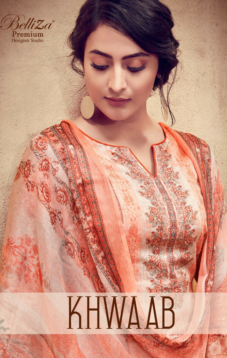 Belliza khwaab astonishing style jam cotton satin embroided ari work beautifull Salwar suits