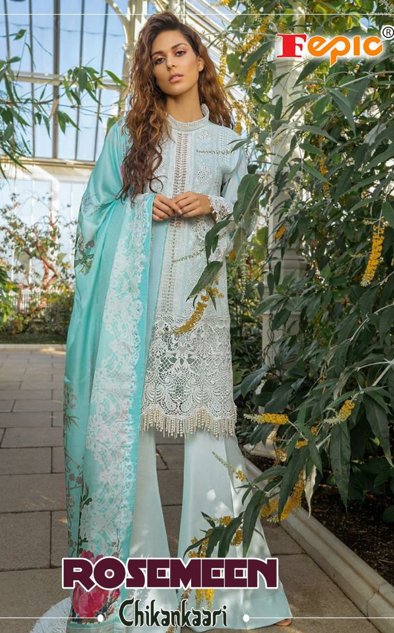 Fepic chikankaari moden and classic Style Pure cotton chikankaari work Pakistani Salwar suits