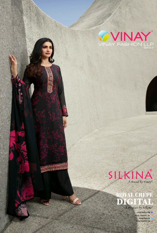 Vinay Fashion royal crape digital modern and Classy catchy look attractive designed Salwar suits