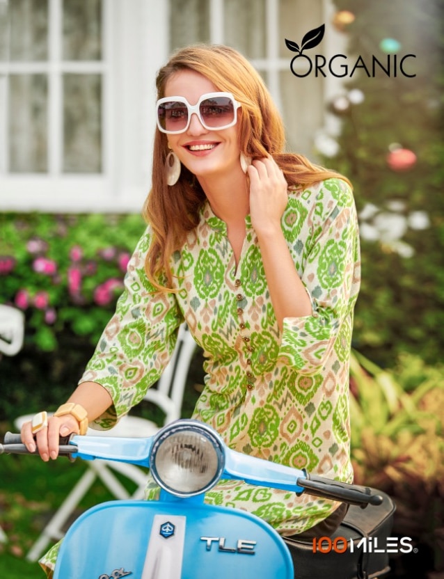 100 miles organic pure cotton printed kurties collection at wholesale rate