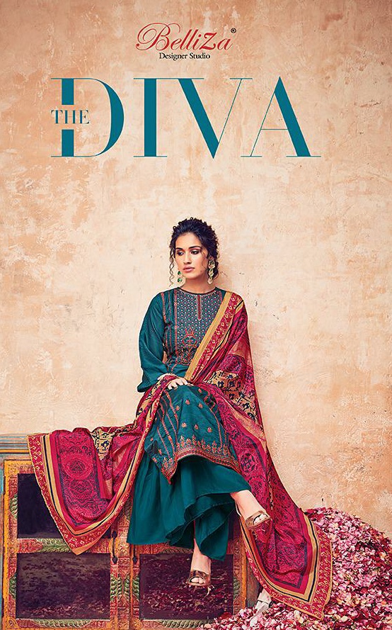 Belliza designer the diva classy catchy modern Style pure handloom silk With Embroided Salwar suits