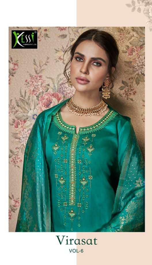 Kessi virasat vol 6 gorgeous stunning look jam silk with khatli work Salwar suits