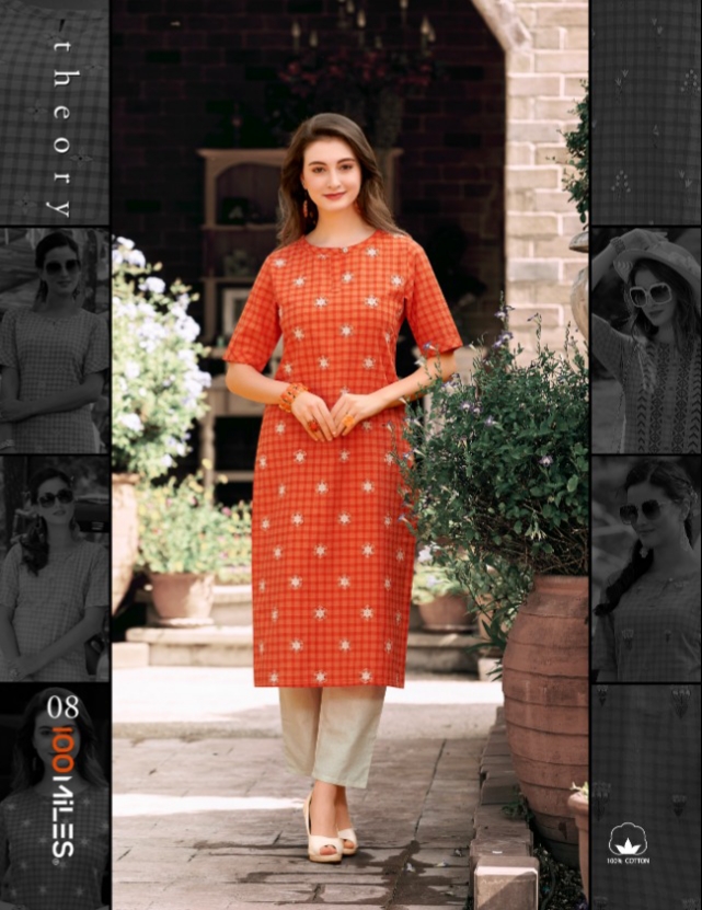 100 miles theory cotton designer printed kurties collection