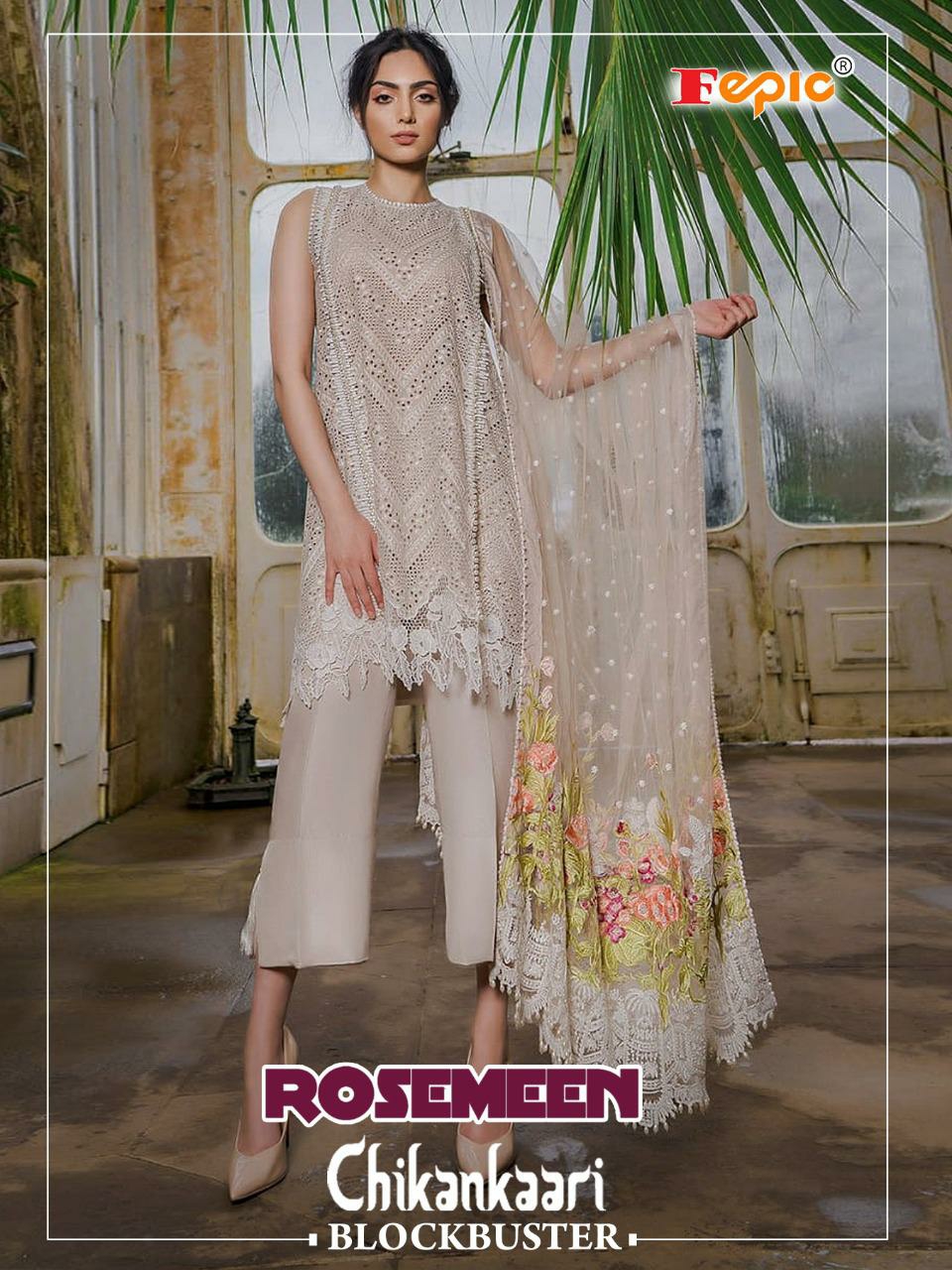 Fepic rosemeen chikankaari cotton authentic faric pakistani look salwar suit catalog