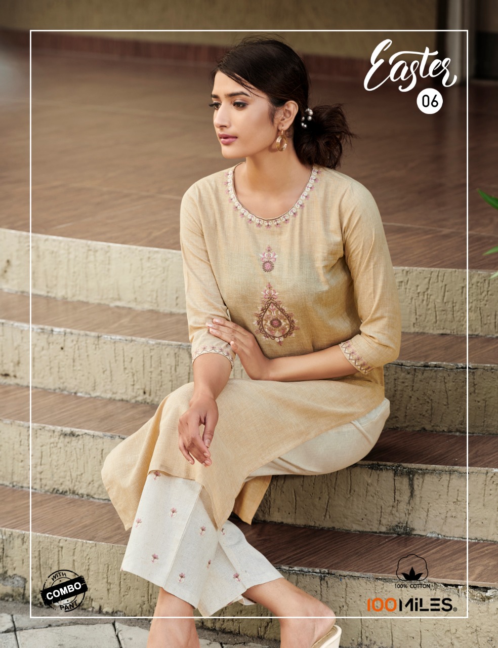 100 miles easter cotton  innovative style kurti with combo pant catalog