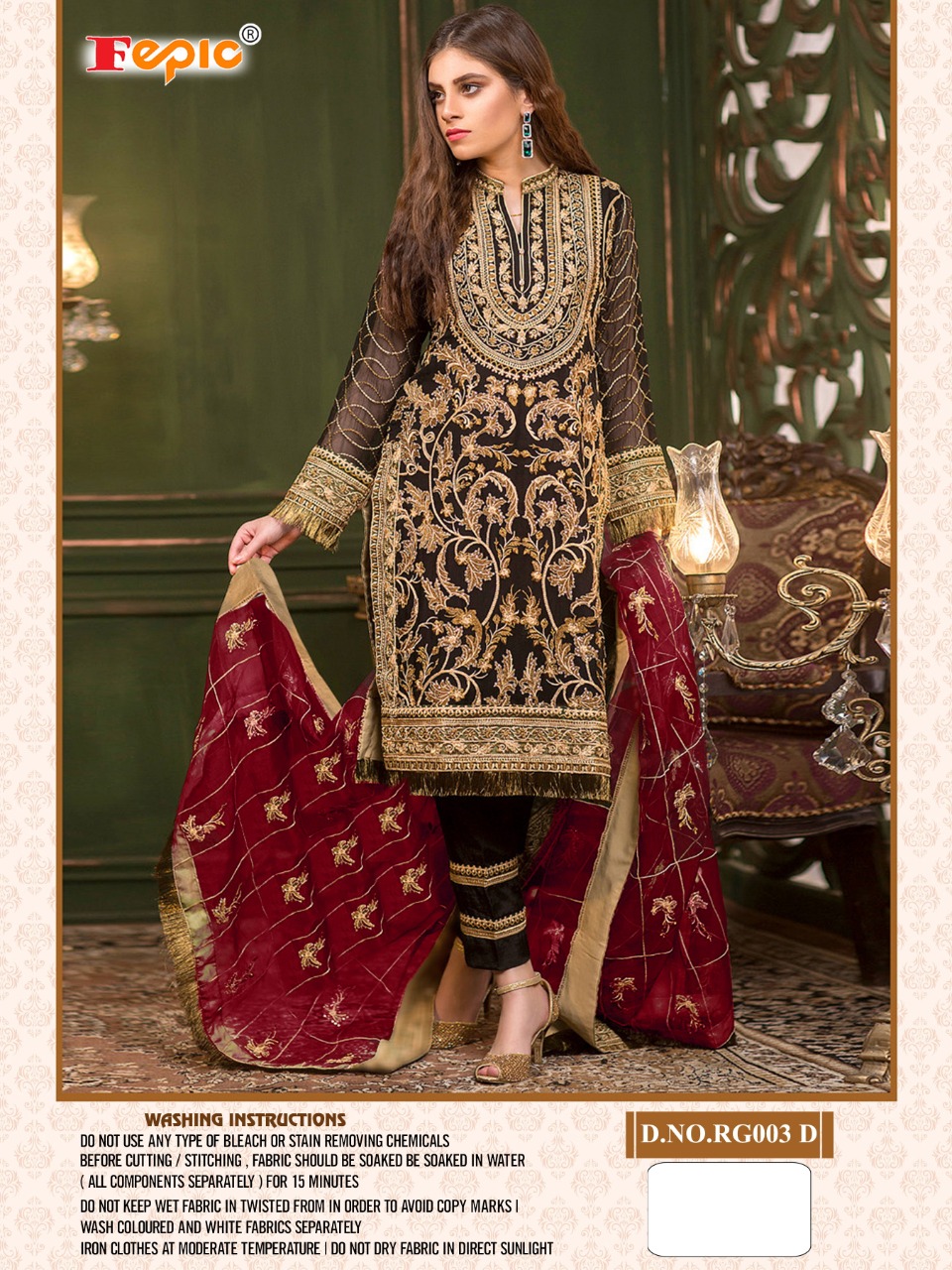 fepic sanober rg003 georgette classic embroidered dress Material catalog