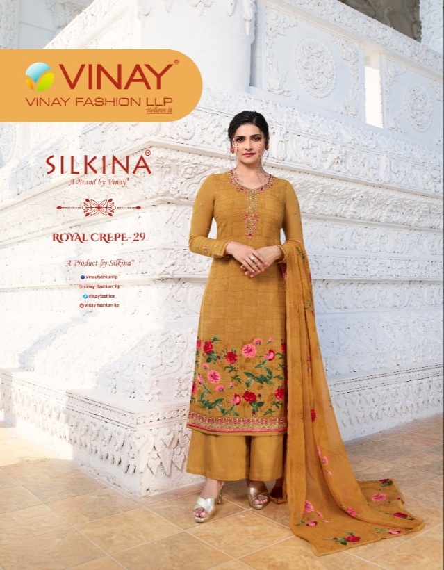 Vinay fashion silkina royal Crepe 29 embroidered salwar suits Material exporter