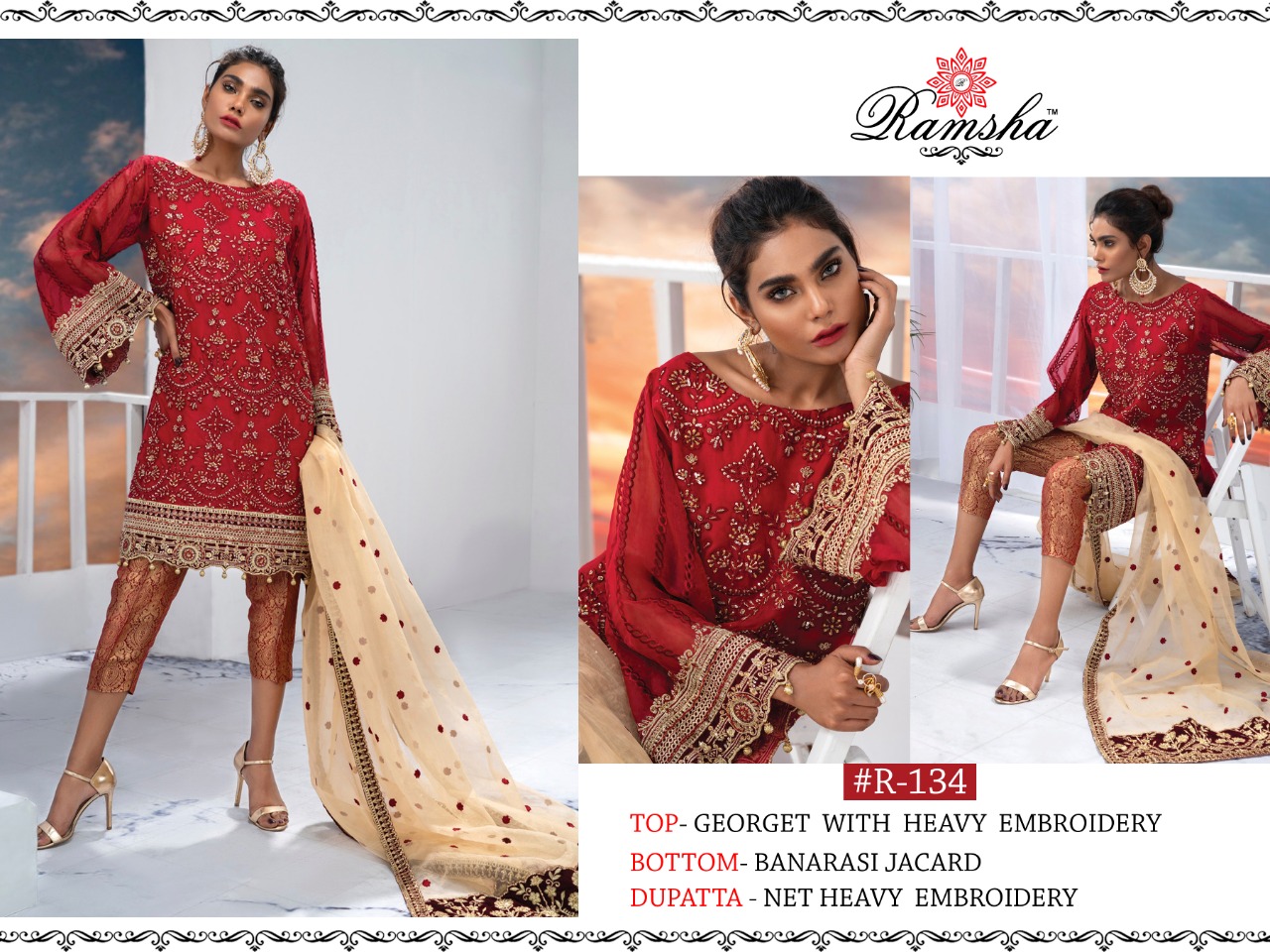 Ramsha R-134 Salwar Kameez Georgette Singles