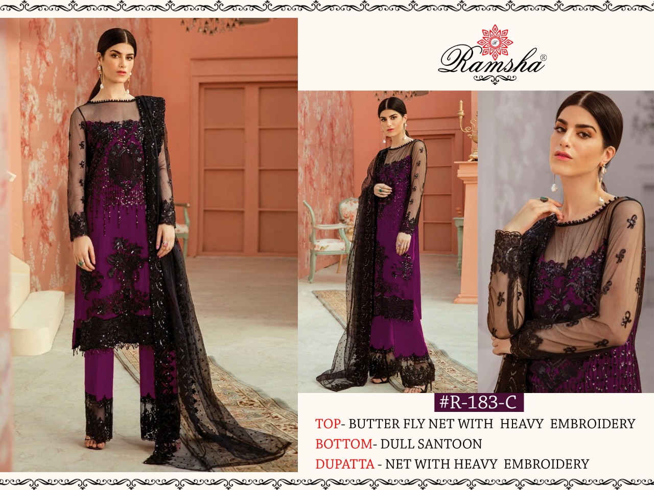 Ramsha R-183C Salwar Kameez Net Singles