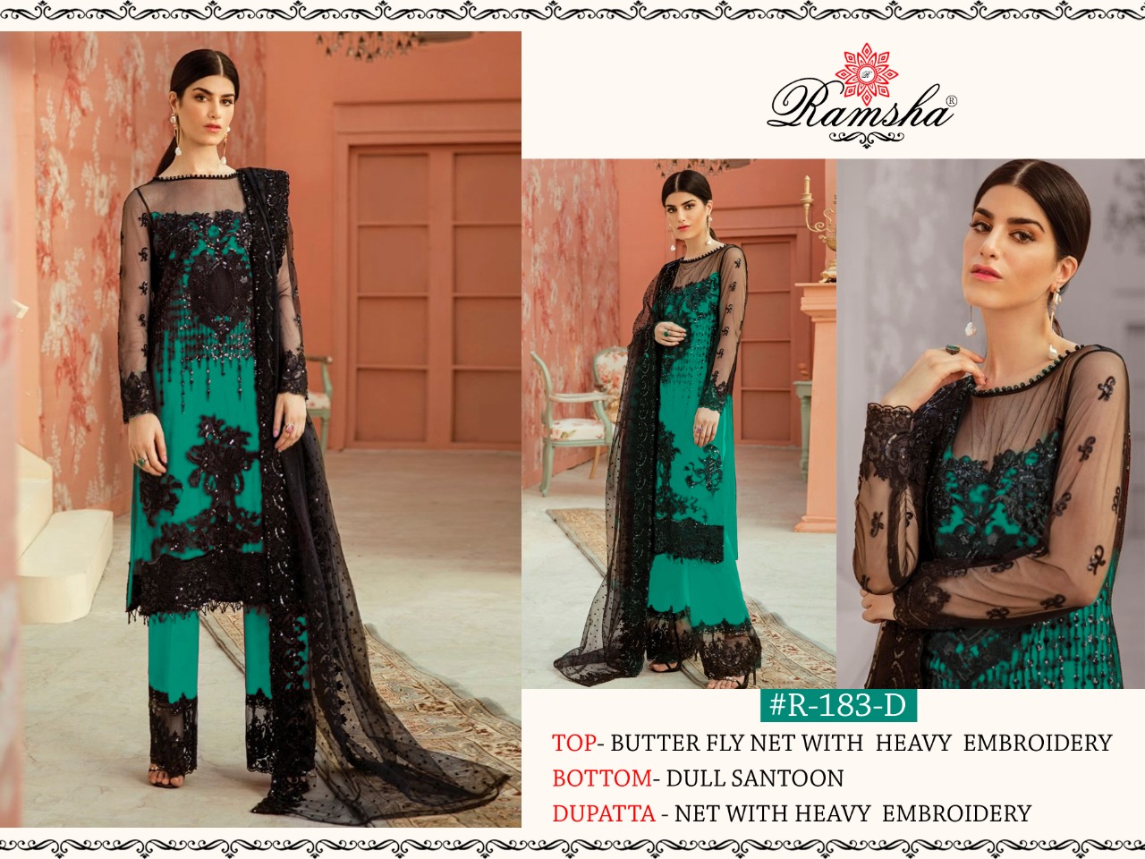 Ramsha R-183D Salwar Kameez Net Singles