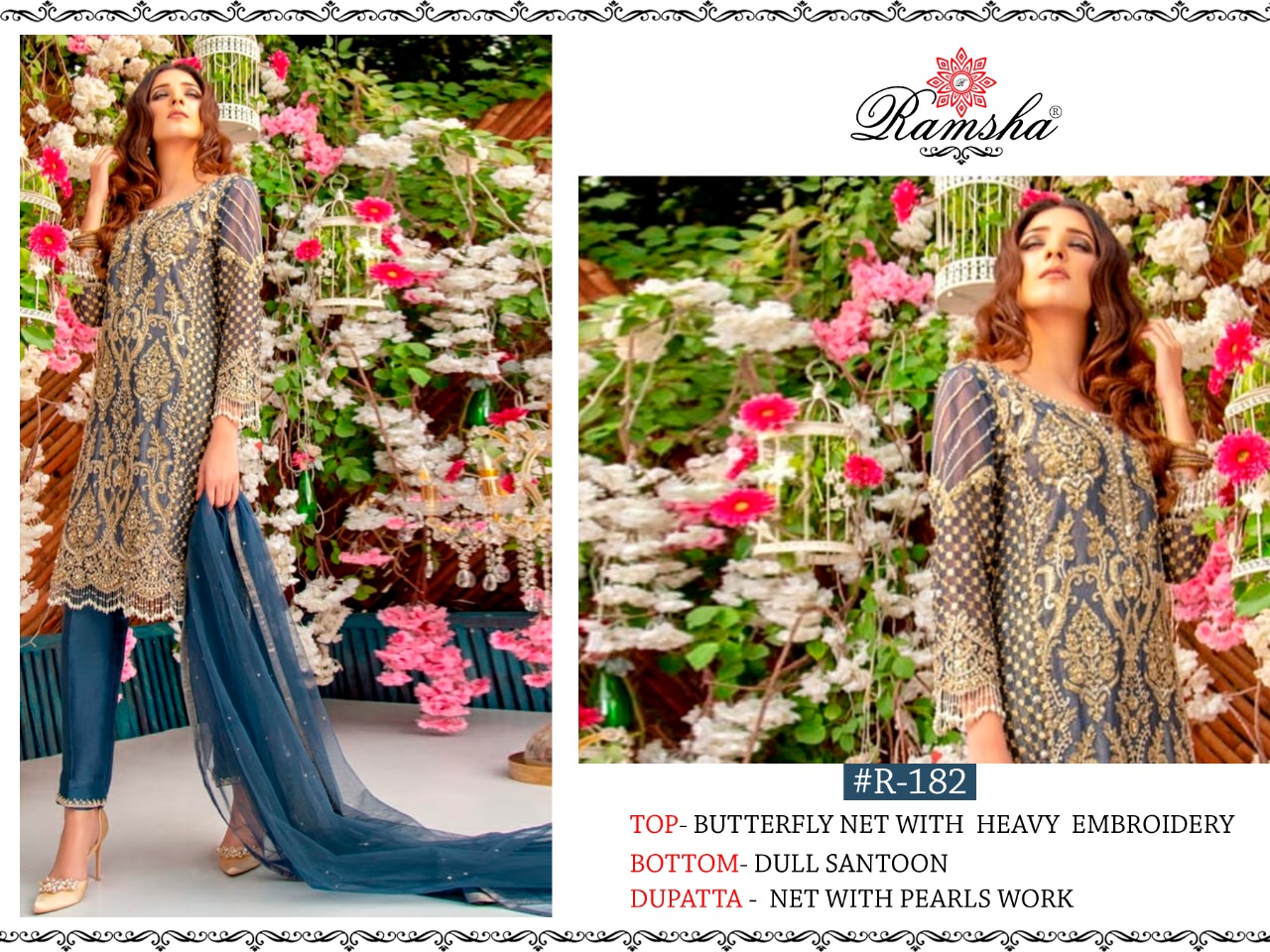 Ramsha R-182 Salwar Kameez Net Singles