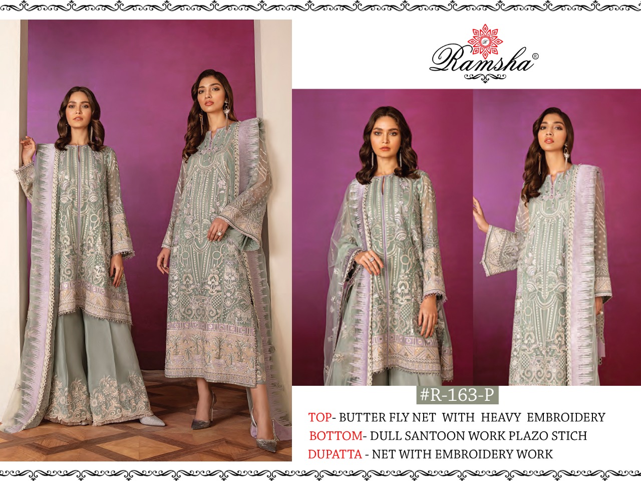 Ramsha R-163 P Salwar Kameez Net Singles