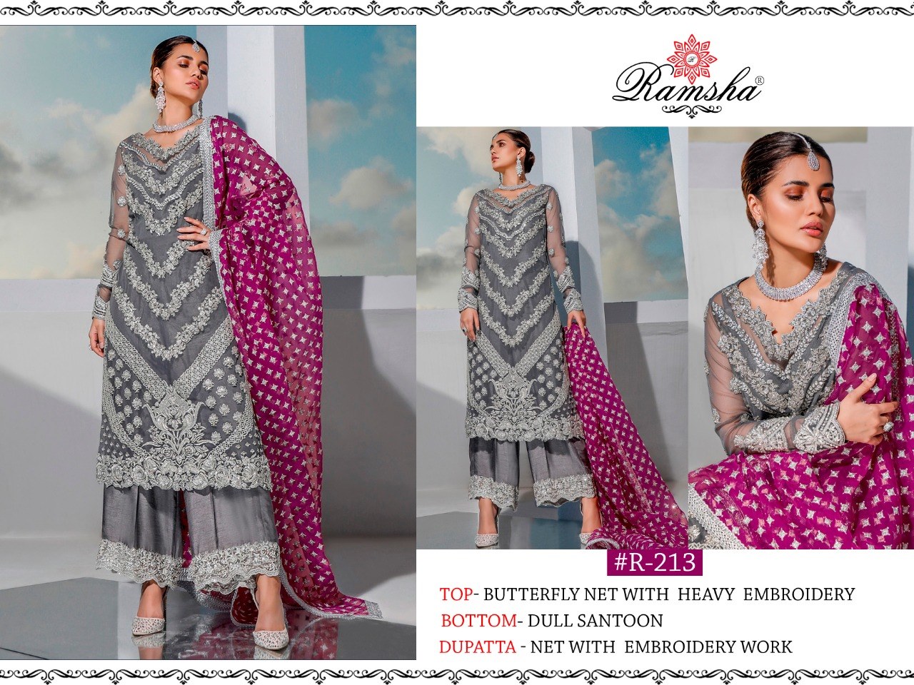 Ramsha R-213 Salwar Kameez Net Singles