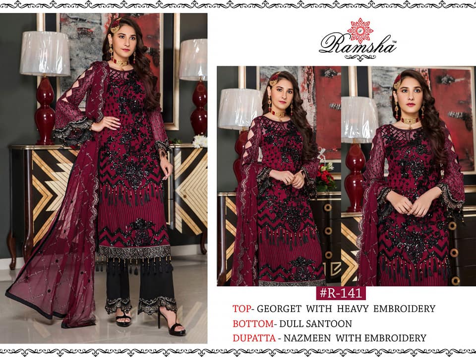 Ramsha r-141 Salwar Kameez Georgette Singles