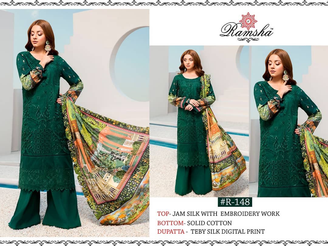 Ramsha R-148 Salwar Kameez Cotton Singles