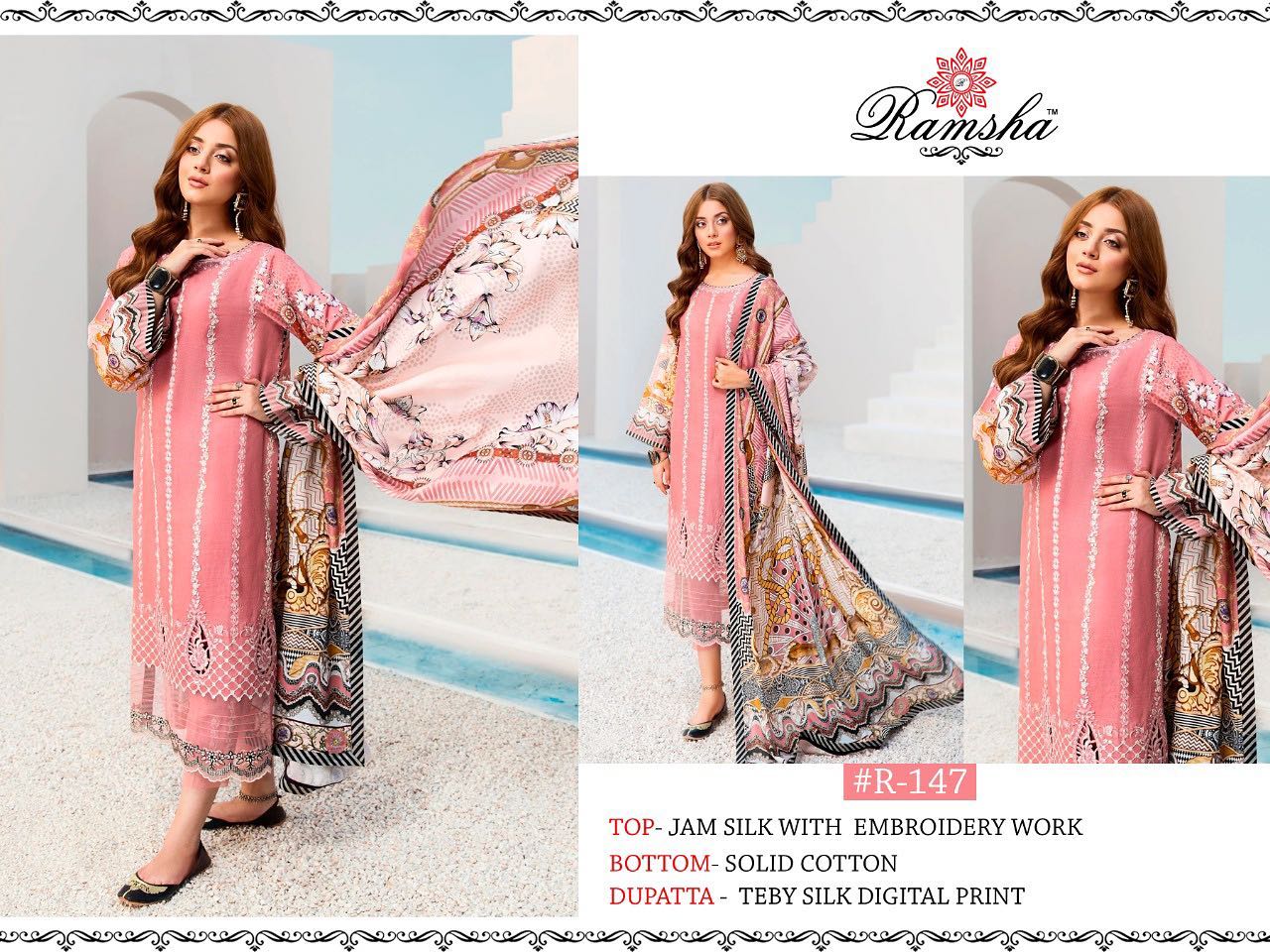 Ramsha R-147 Salwar Kameez Cotton Singles