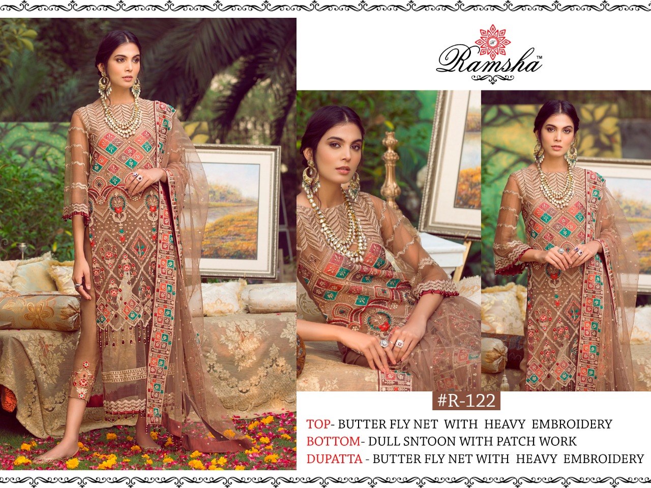 Ramsha R-122 Salwar Kameez Net Singles