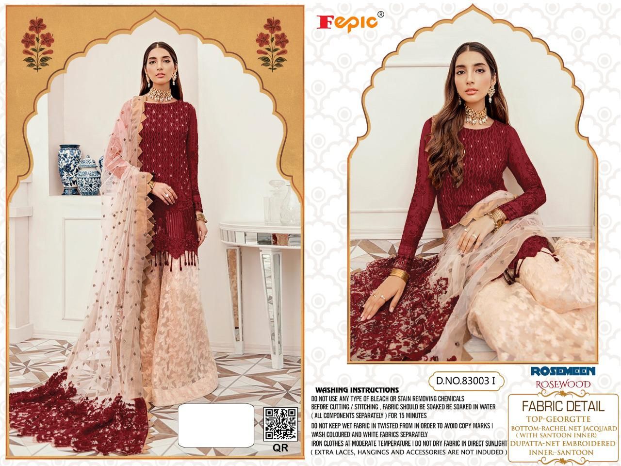 FEPIC Rosemeen rosewood 83003 I Salwar Kameez Georgette Singles