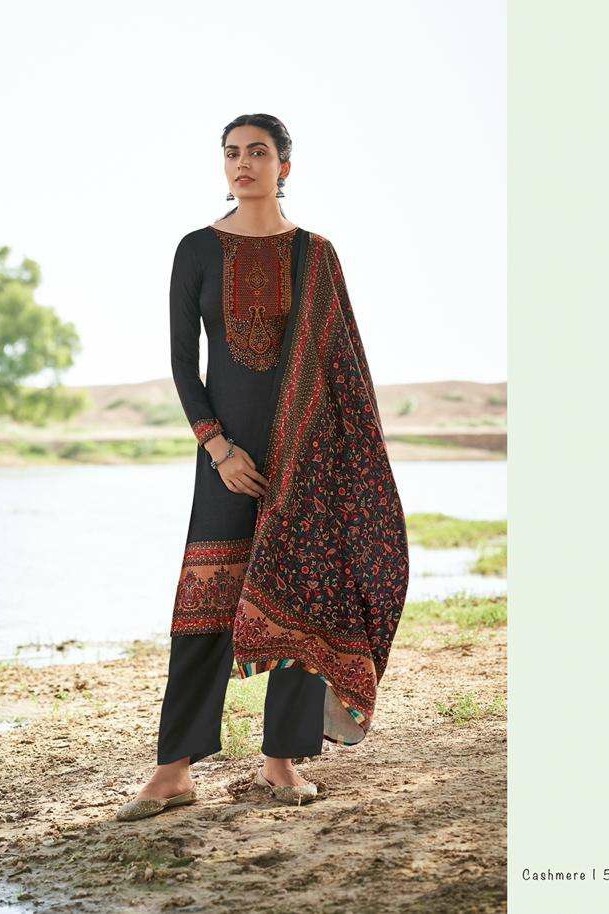 Mumtaz arts rangon ki duniya cashmere pashmina decent kashmiri embroidery salwar suit catalog