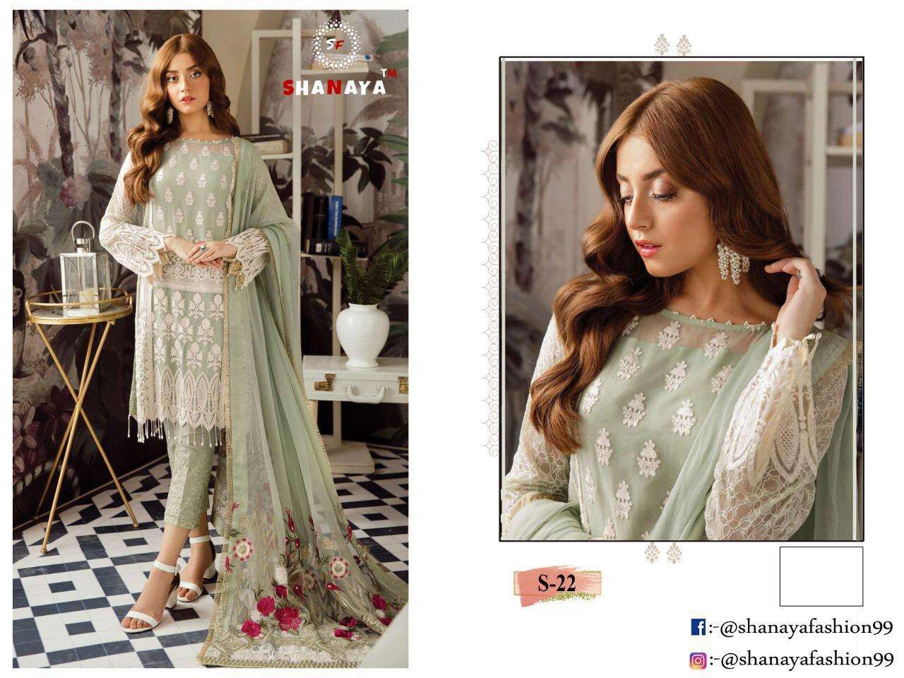 Shanaya S 22 pista Georgette Authentic Fabric  Salwar Suit Singale