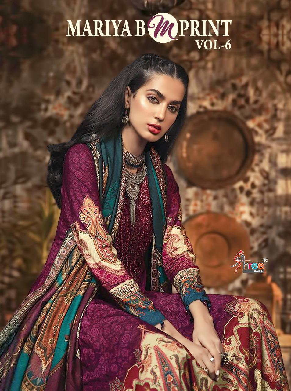 shree fab maria b m print vol 06 jam cotton regal look  salwar suit catalog