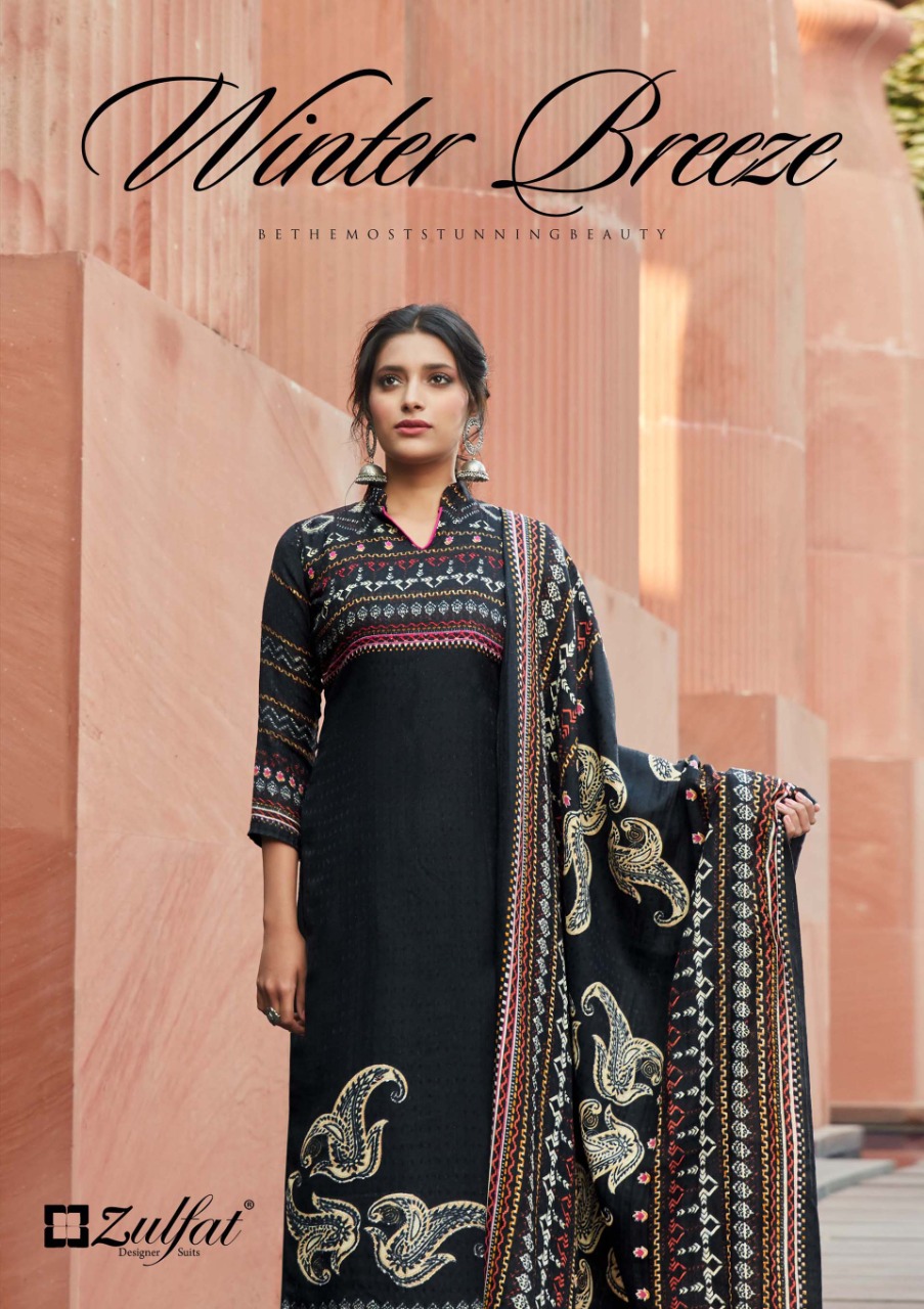 Zulfat Designer Suits winter breeze vol 2 pashmina atrective print  Dupatta Pure Pashmina shawl salwar suit catalog