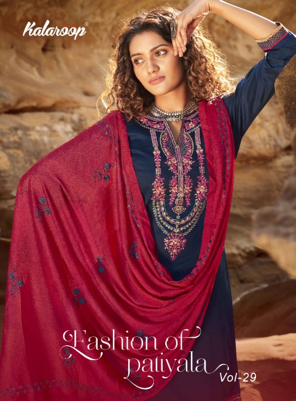 kalaroop fashion of patiyla Vol 29 jam silk exclusive colours  chinhon with fancy work kurti Bottom with dupatta catalog