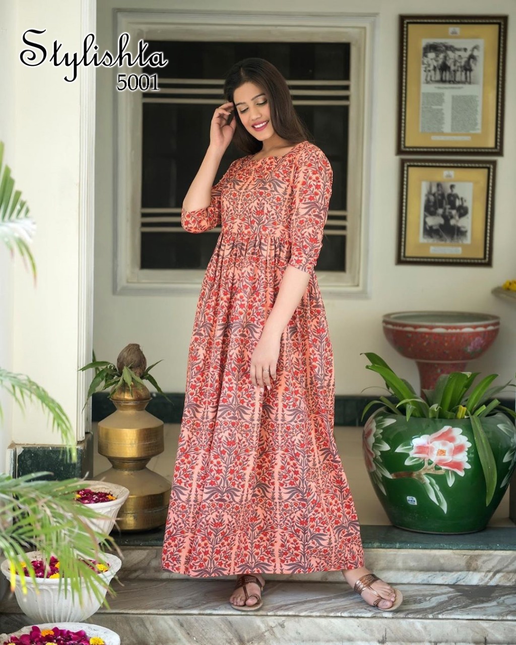 stylishta vol 3 series 5001 5006 Maslin Fabric frok style elegant look kurti catalog