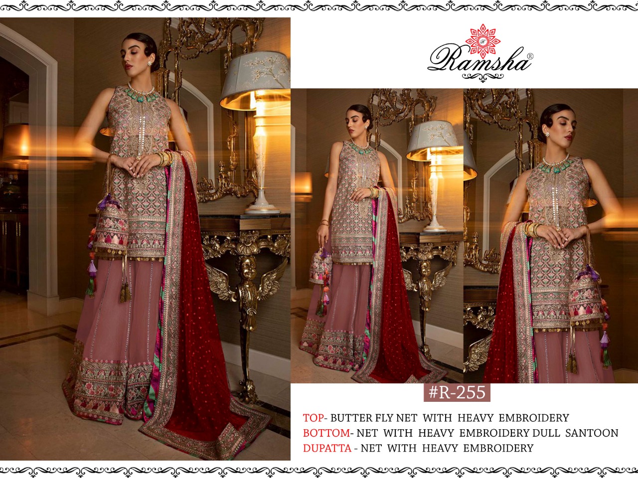 Ramsha  R-255  Salwar Kameez Net Singles