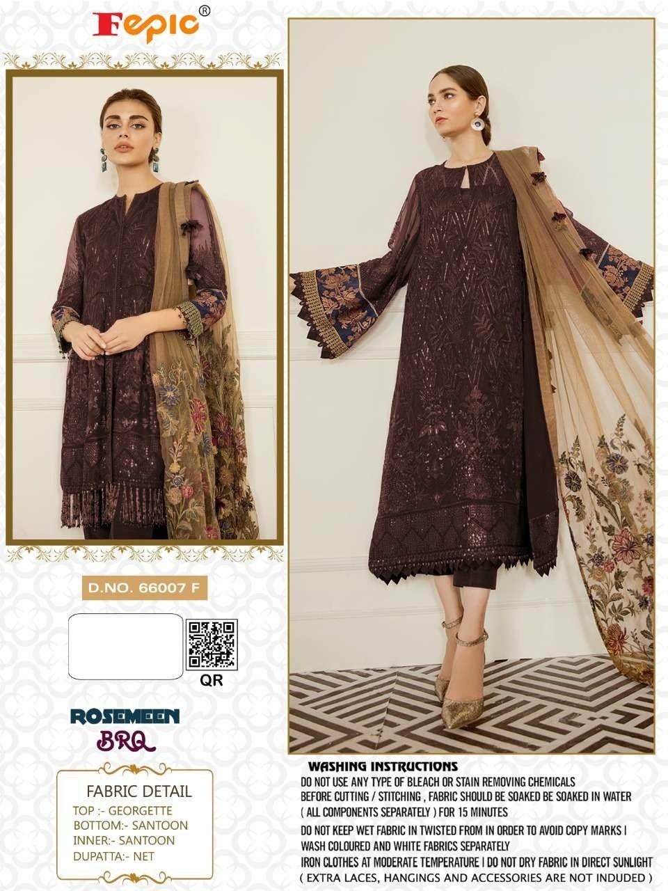 fepic rosemeen 66007 gorgette decent look salwar suit catalog