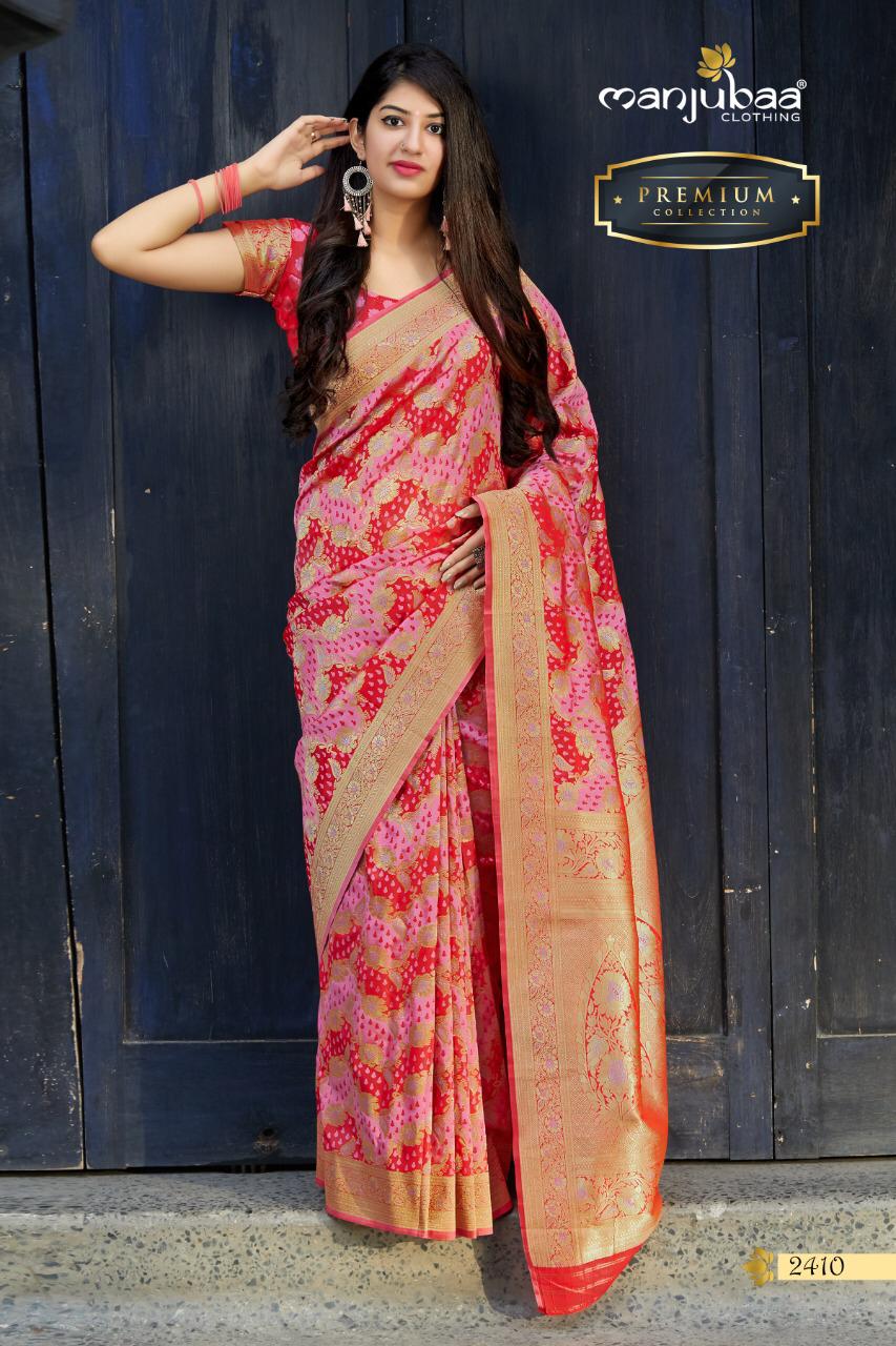 Manjubaa Clothing PREMIUM 2410 Sarees Silk Singles