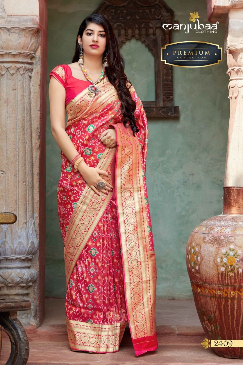 Manjubaa Clothing PREMIUM 2409 Sarees Silk Singles