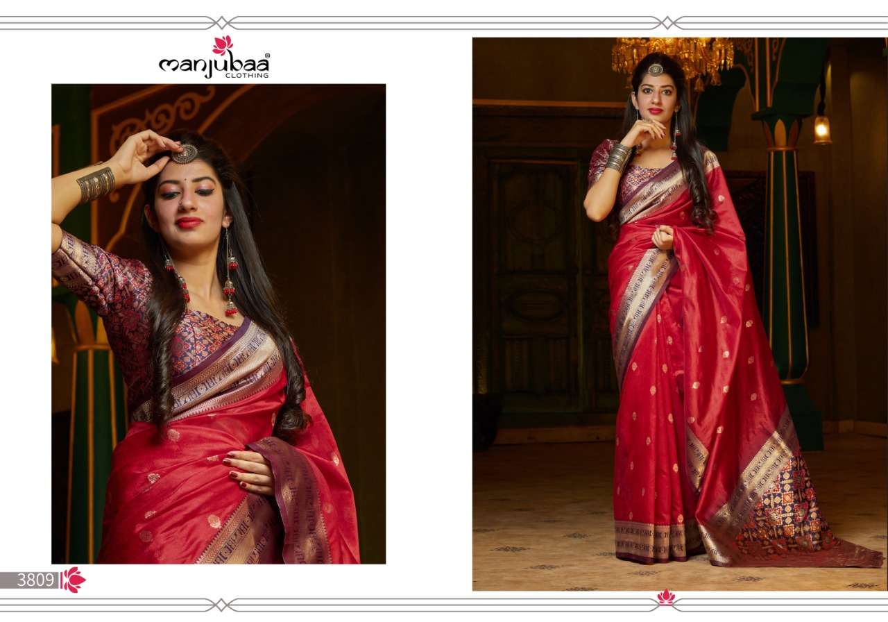 Manjubaa Clothing MAHALAYA SILK 3809 Sarees Silk Singles