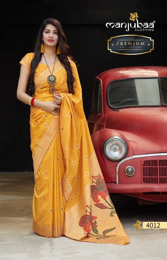 Manjubaa Clothing PREMIUM 4012 Sarees Silk Singles