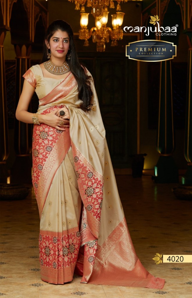 Manjubaa Clothing PREMIUM 4020 Sarees Silk Singles