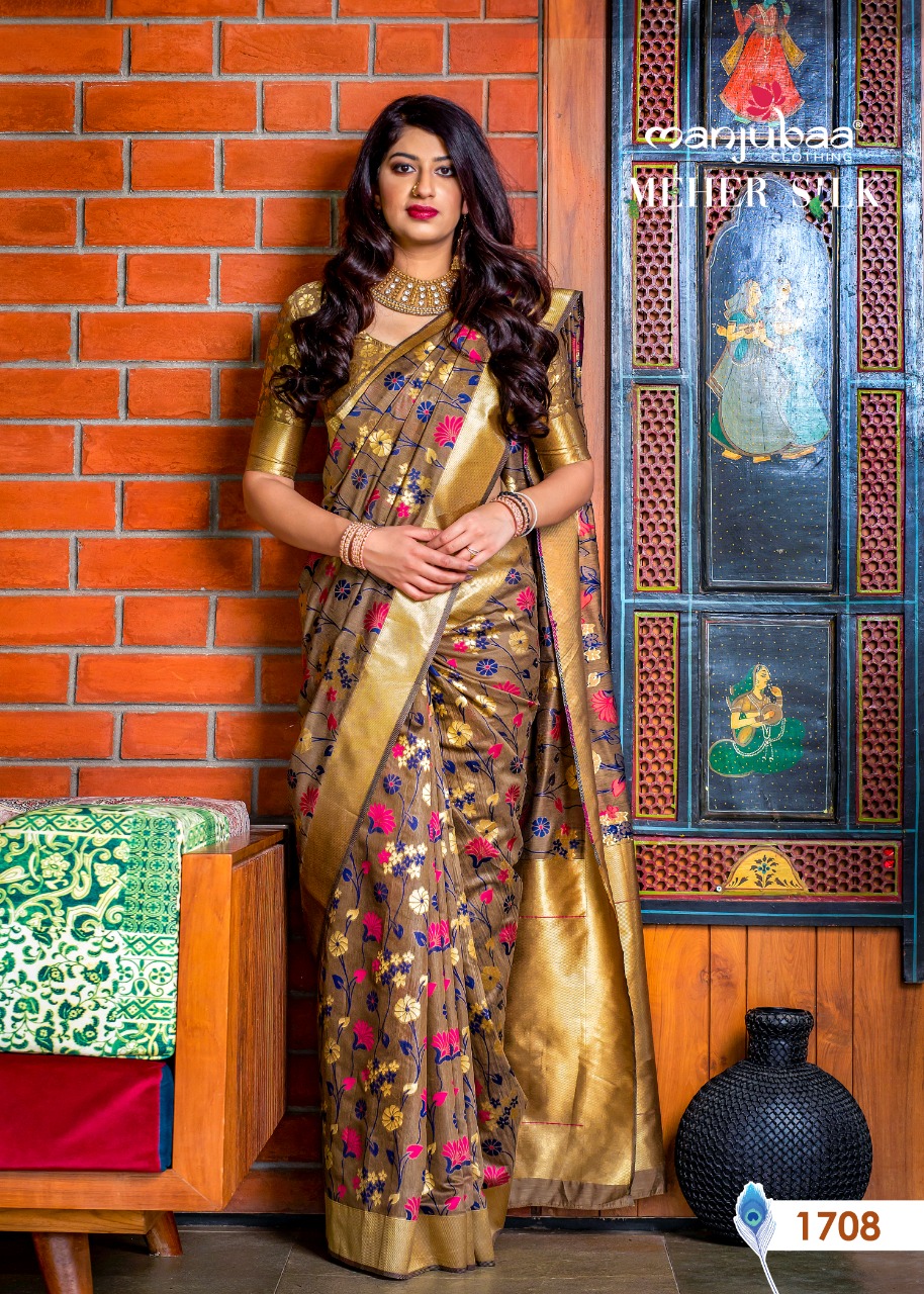 Manjubaa Clothing MEHER SILK 1708 Sarees Silk Singles