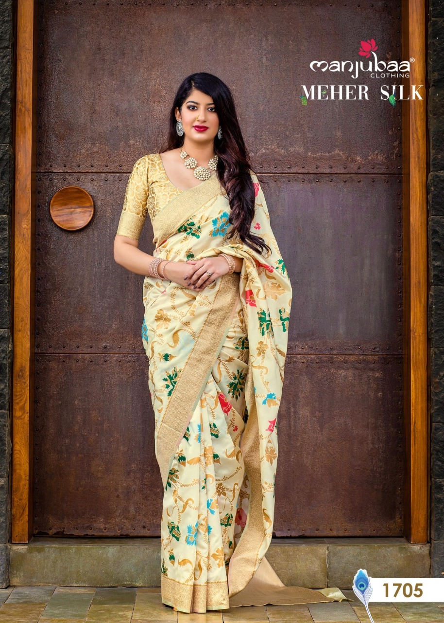 Manjubaa Clothing MEHER SILK 1705 Sarees Silk Singles