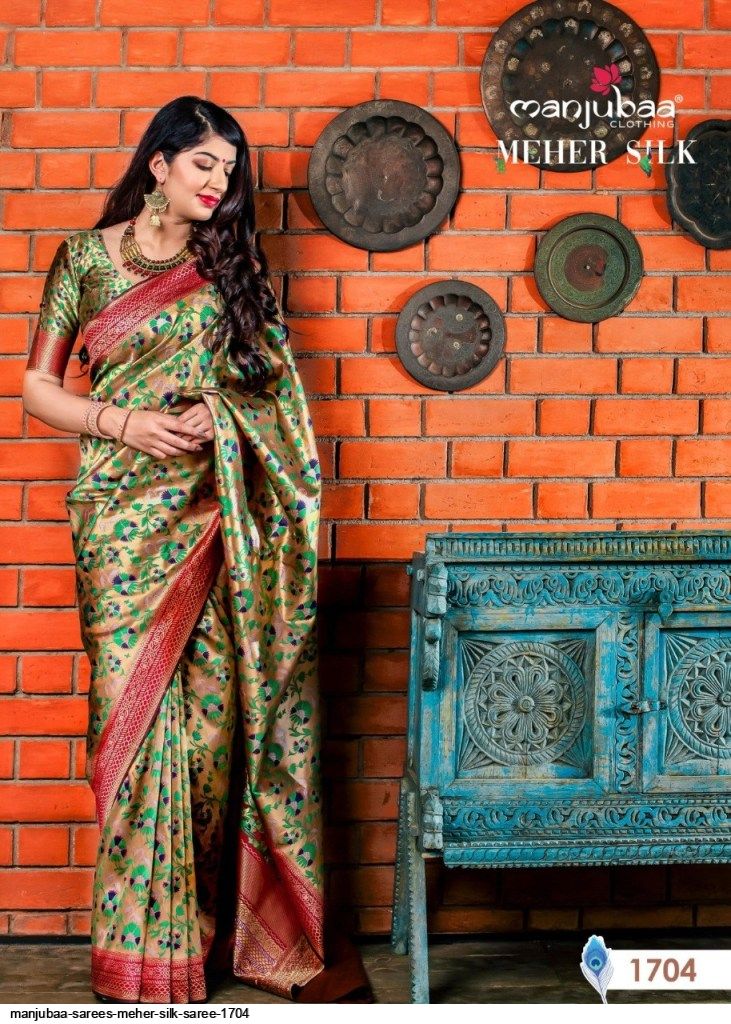 Manjubaa Clothing MEHER SILK 1704 Sarees Silk Singles