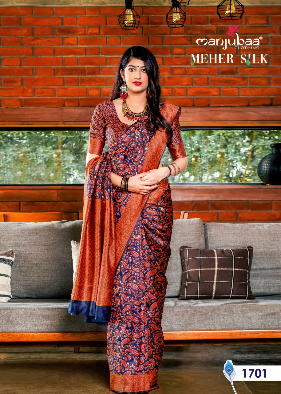 Manjubaa Clothing MEHER SILK 1701 Sarees Silk Singles