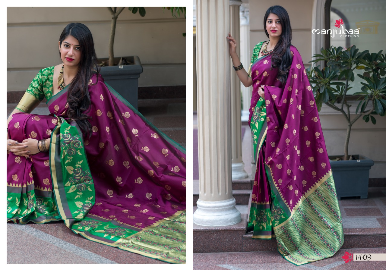 Manjubaa Clothing MIDHUSHA SILK 1409 Sarees Silk Singles