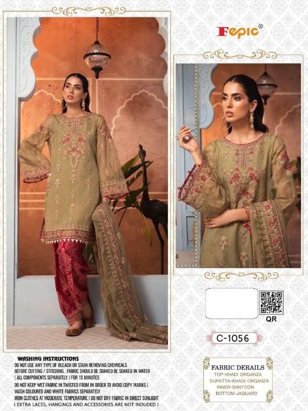 fepic rosemeen  c 1056 organza graceful embroidary look salwar suit singal