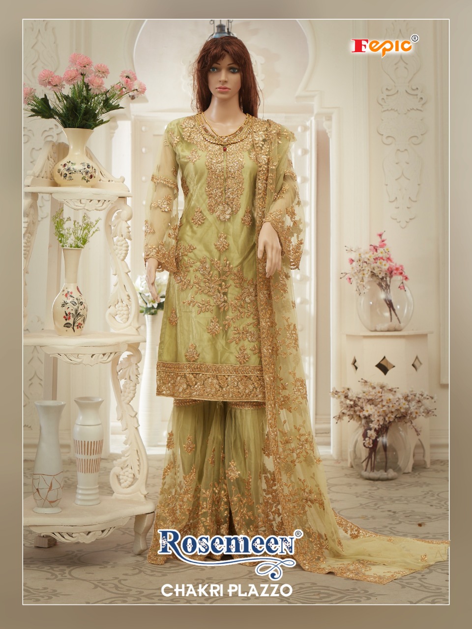 fepic rosemeen chakri plazzo butterfly net salwar suit catalog