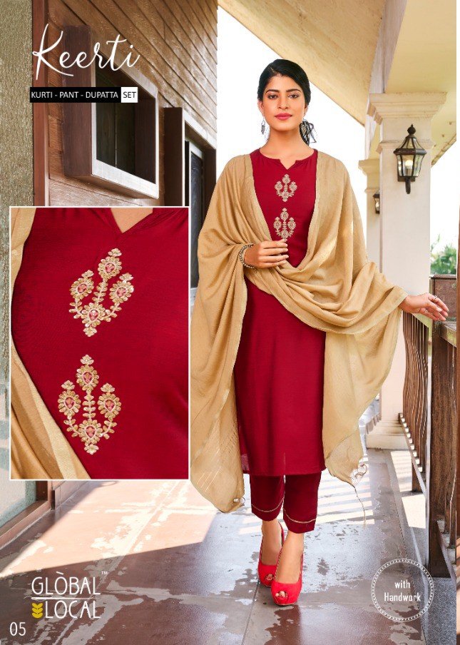 global local keerti catchy look kurti bottom with contrast dupatta catalog