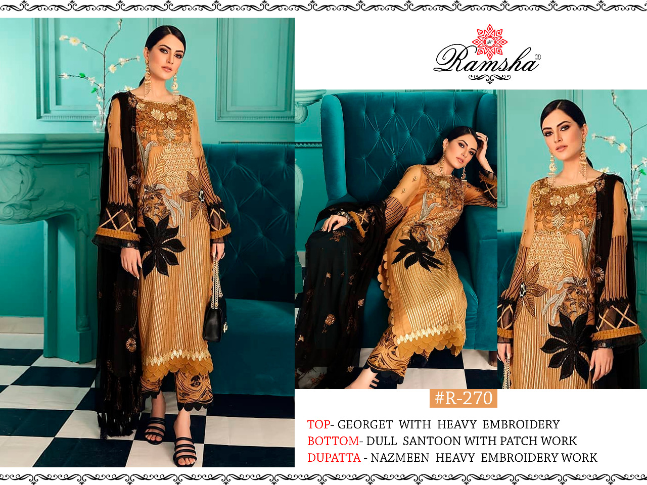 Ramsha  R-270 Salwar Kameez Georgget Singles